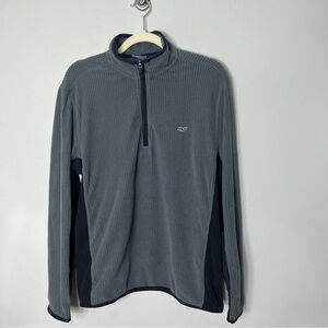 Vineyard Vines Quarter Zip Pullover Fleece Grid Gray Black Jacket Mens *O